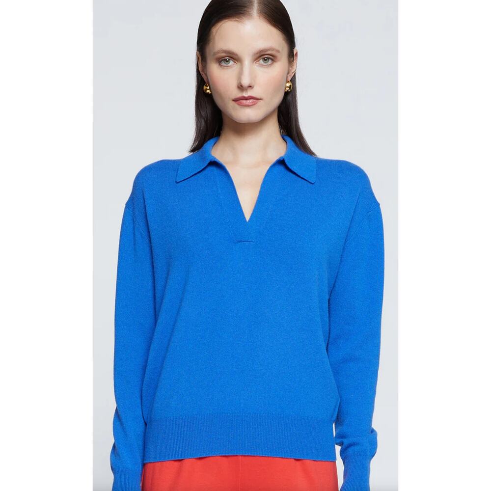 Stateside Johnny Collar Sweater in Club Blue Size XS Cashmere Wool Blend EUC